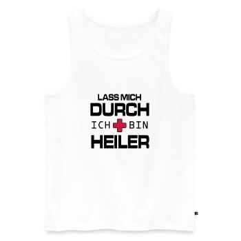Lass mich durch ich bin Heiler - Männer Premium Bio Tank Top - Weiß - Vorne - AI Model Male 178 light (178cm)