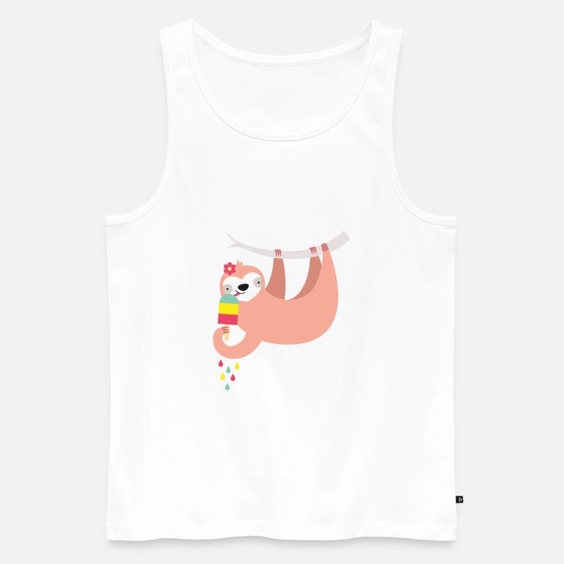 Faultier mit Eis - Männer Premium Bio Tank Top - Weiß