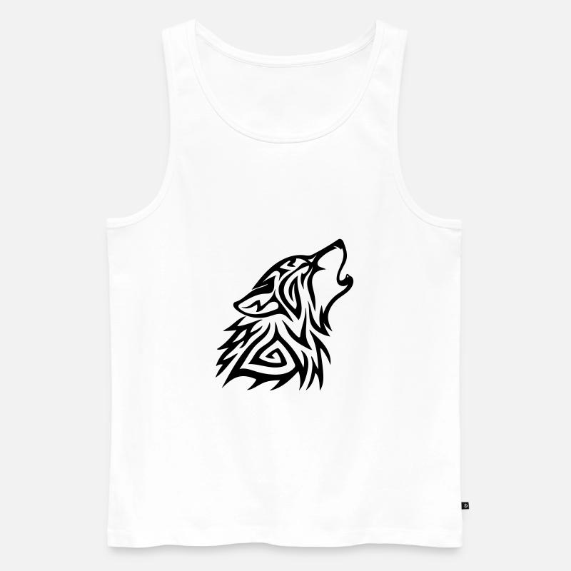 Wolf - Männer Premium Bio Tank Top - Weiß
