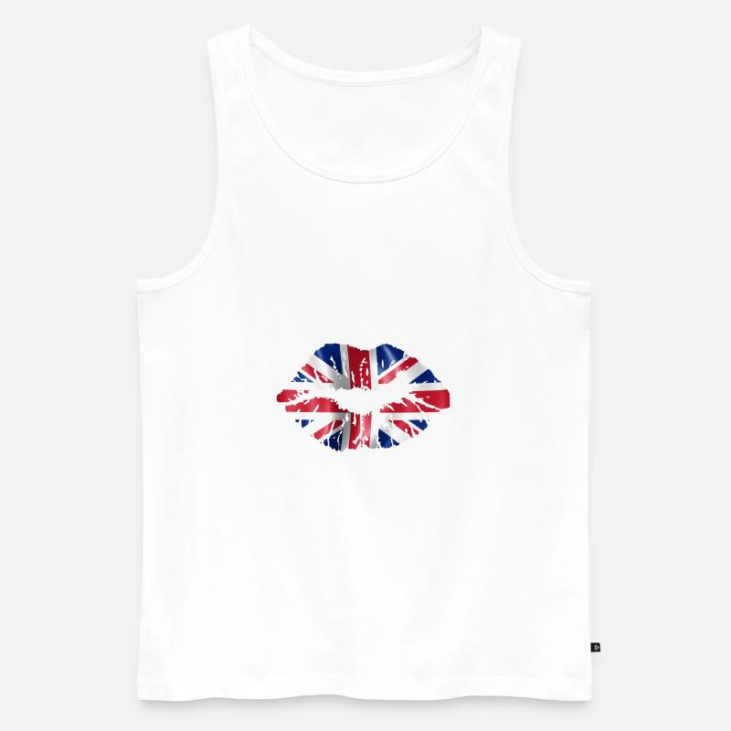 UK Lips - Men's Premium Organic Tank Top - white