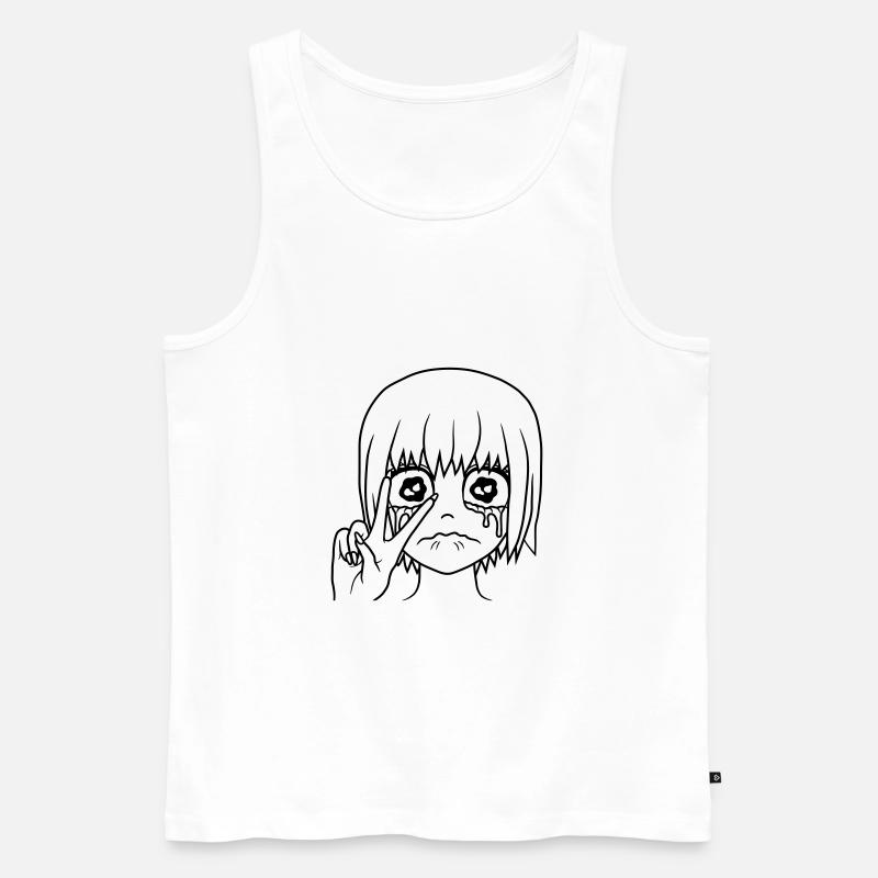 Peace Handzeichen weinendes Mädchen - Männer Premium Bio Tank Top - Weiß