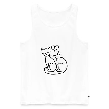 Katzen Liebe Herz Line Art Geschenkidee - Männer Premium Bio Tank Top - Weiß - Vorne - Michal (187cm)