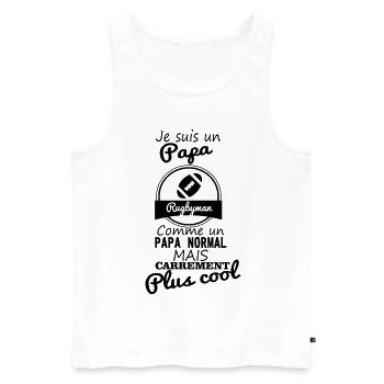 Papa rugbyman - Débardeur bio Premium Homme - blanc - Devant - Michal (187cm)