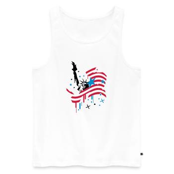 amerikanische Flagge und Freiheitsstatue - Männer Premium Bio Tank Top - Weiß - Vorne - Michal (187cm)