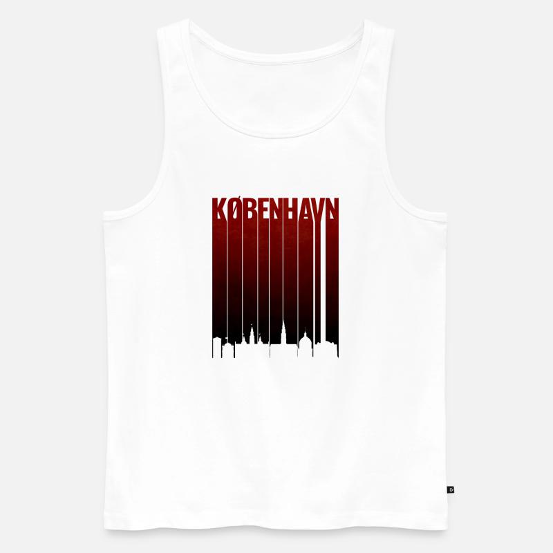 Kopenhagen Rotgradient Typo - Männer Premium Bio Tank Top - Weiß