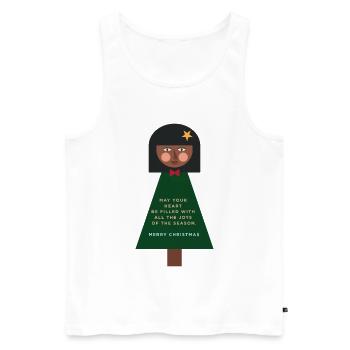 Weihnachtsgruß-Puppe im Grün - Männer Premium Bio Tank Top - Weiß - Vorne - Michal (187cm)