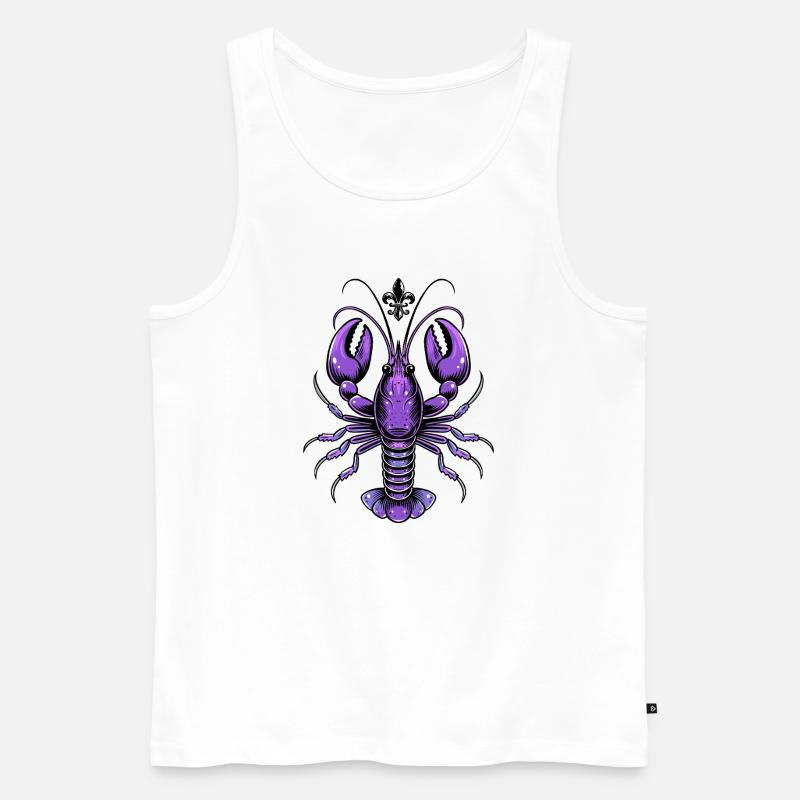 Mardi Gras Languste mit Fleur-de-Lis Design - Männer Premium Bio Tank Top - Weiß