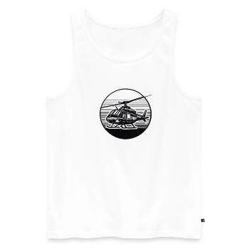 Helicopter in black and white - Men's Premium Organic Tank Top - white - Front - AI Model Male 178 light (178cm)