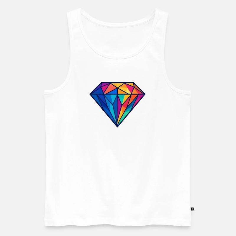 Geometrischer Diamant | Bunt / Regenbogen Design - Männer Premium Bio Tank Top - Weiß