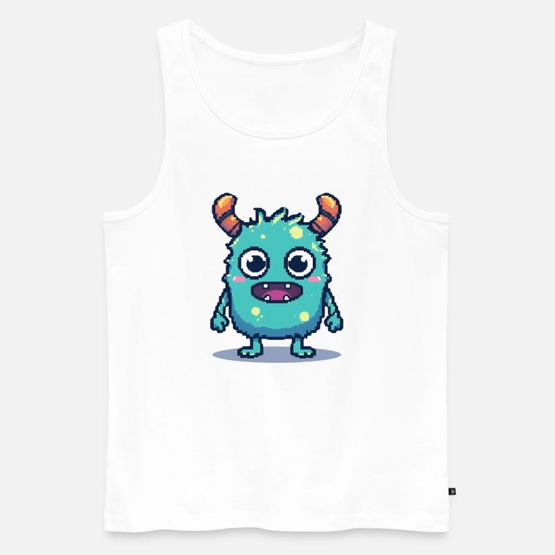 8-bit simpatico pixel monster stile retrò anni '90 - Canottiera ecologica premium da uomo - bianco