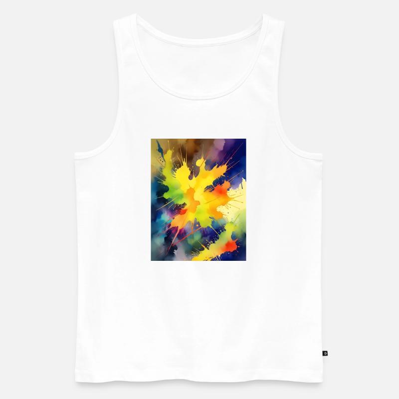 Farbexplosion Abstrakt Spritzer - Männer Premium Bio Tank Top - Weiß