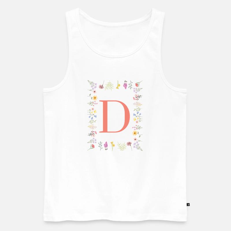 Florale Initialen "D", Buchstaben Monogramm  - Männer Premium Bio Tank Top - Weiß