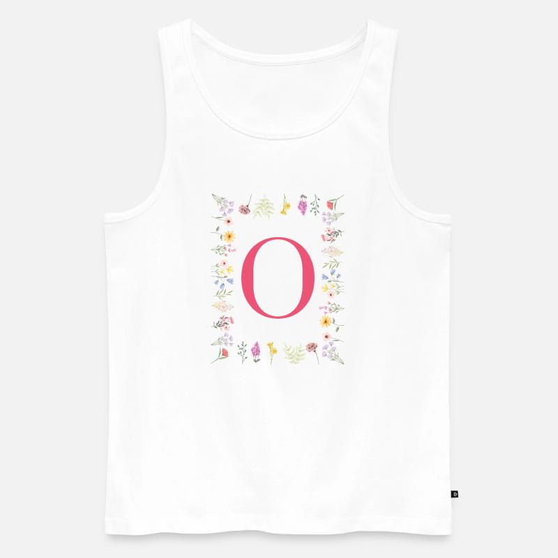 Florale Initialen "O", Buchstaben Monogramm  - Männer Premium Bio Tank Top - Weiß