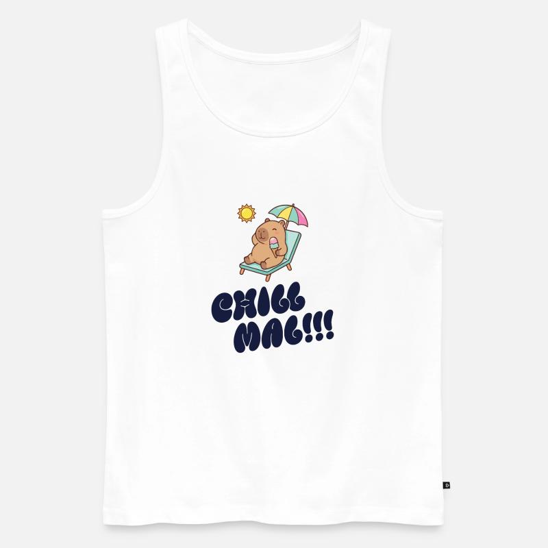 Sonnenbär am Strand mit Eis - Männer Premium Bio Tank Top - Weiß
