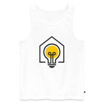 Electrician House Light Bulb Motif - Men's Premium Organic Tank Top - white - Front - AI Model Male 178 light (178cm)