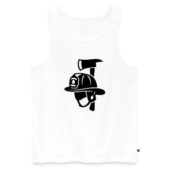 Logo frontal du casque de pompier - Débardeur bio Premium Homme - blanc - Devant - Michal (187cm)