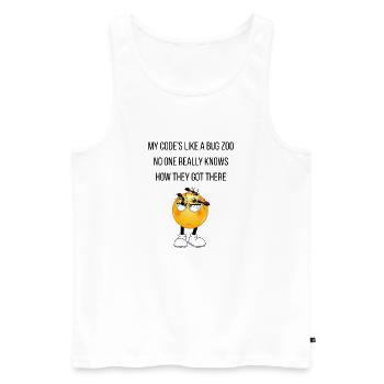 Mein Code ist wie ein Insektenzoo - Männer Premium Bio Tank Top - Weiß - Vorne - Michal (187cm)