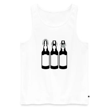 3 bouteilles de bière / 3 beer bottles (c, 3c) - Débardeur bio Premium Homme - blanc - Devant - Michal (187cm)