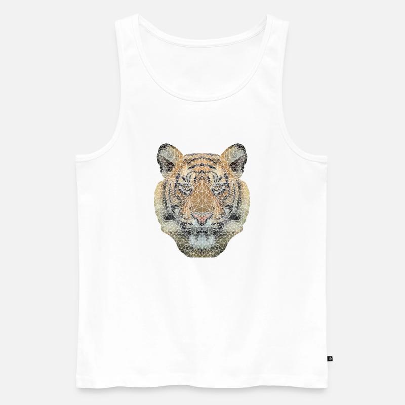 Polygon Tiger Transparent - Männer Premium Bio Tank Top - Weiß