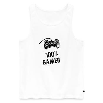 100% Gamer - Männer Premium Bio Tank Top - Weiß - Vorne - Michal (187cm)