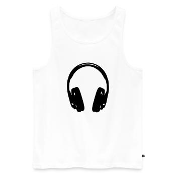 Headphones, headset, music, bass, sound, headphone - Men's Premium Organic Tank Top - white - Front - Michal (187cm)