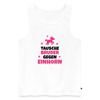 Tausche Bruder gegen Einhorn - Männer Premium Bio Tank Top - Weiß - Vorne - Michal (187cm)