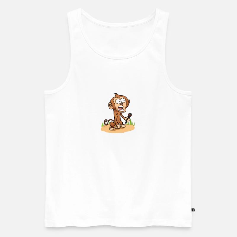 Affe Äffchen Banane Sänger - Männer Premium Bio Tank Top - Weiß