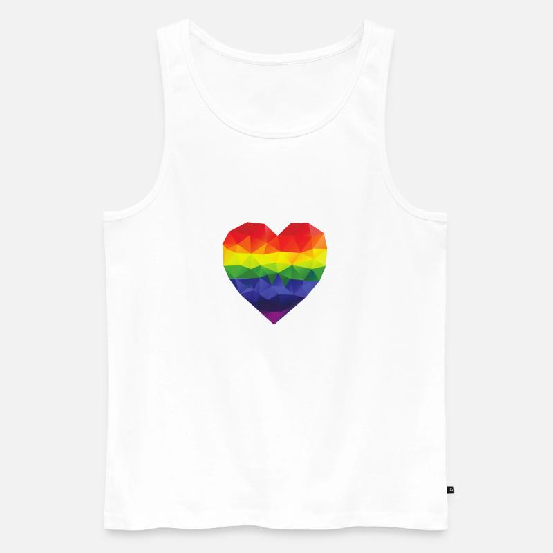 cuore arcobaleno - Canottiera ecologica premium da uomo - bianco