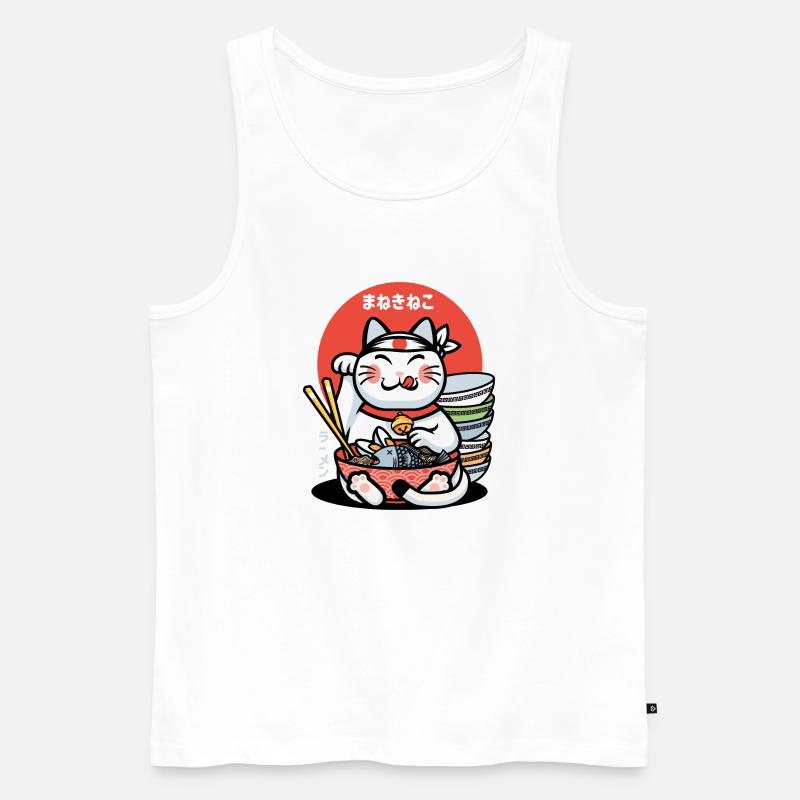 Maneki-Neko-Glücks-Ramen - Männer Premium Bio Tank Top - Weiß