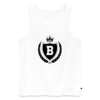 wappen B Krone - Männer Premium Bio Tank Top - Weiß - Vorne - Michal (187cm)