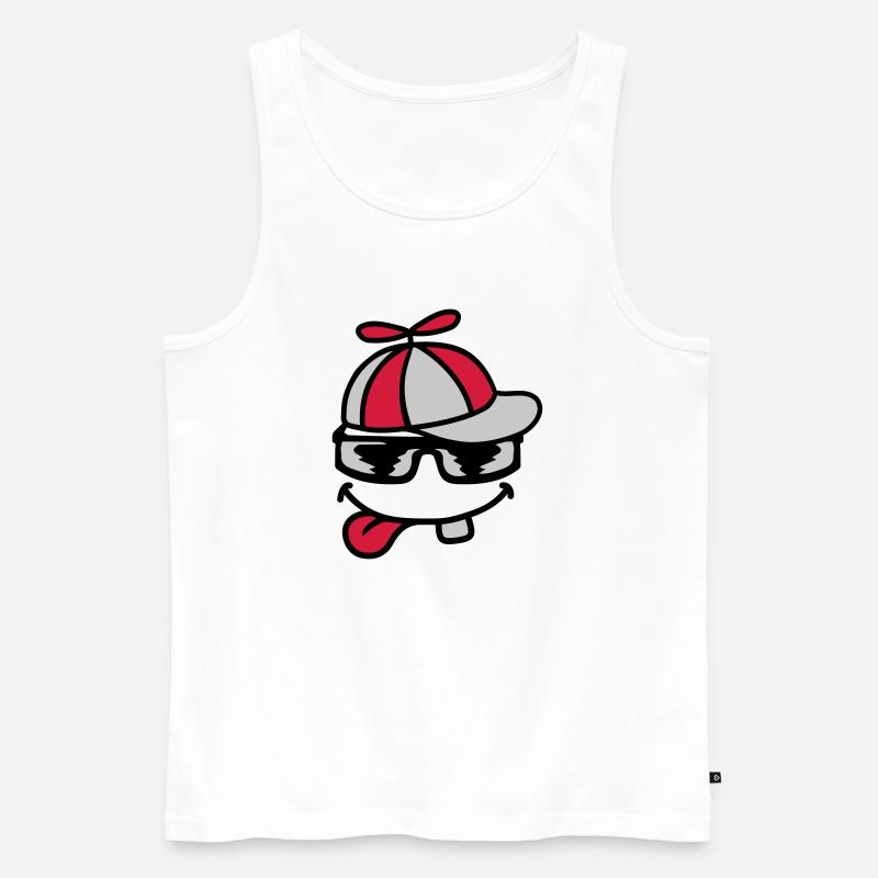 Comic Gesicht Propellermütze Windrad - Männer Premium Bio Tank Top - Weiß