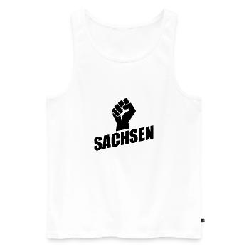 Sachsen Faust logo - Männer Premium Bio Tank Top - Weiß - Vorne - Michal (187cm)