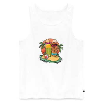 Funny Capybara Surf Lovers Cool Surfboard Surfing - Men's Premium Organic Tank Top - white - Front - AI Model Male 178 light (178cm)