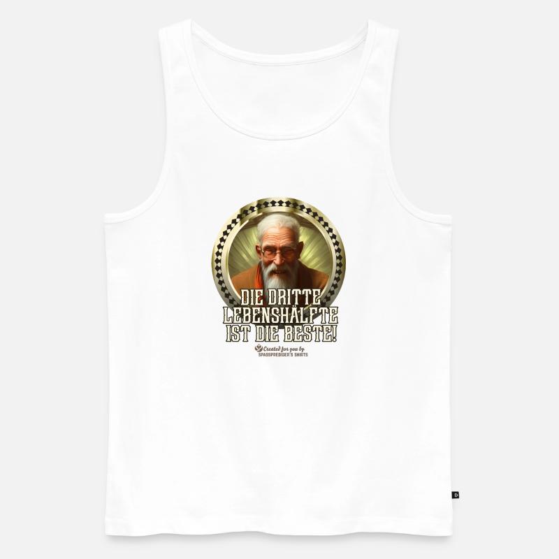 Spruch Dritte Lebenshälfte - Männer Premium Bio Tank Top - Weiß
