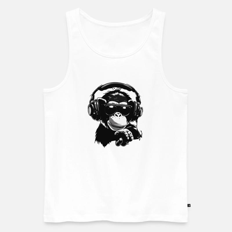 Cooler DJ Affe - Männer Premium Bio Tank Top - Weiß