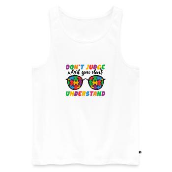 Autism Awareness – Don't Condemn What - Men's Premium Organic Tank Top - white - Front - Michal (187cm)