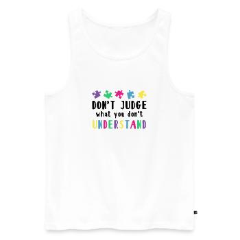 Autism Awareness – Don't Condemn What - Men's Premium Organic Tank Top - white - Front - Michal (187cm)