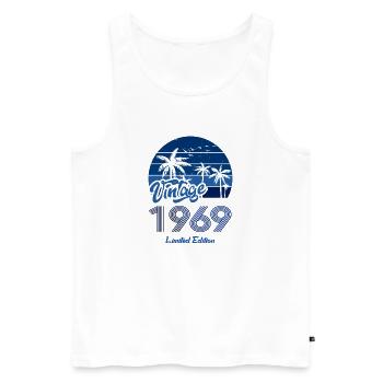 Vintage Year 1969 Limited Edition Blue - Men's Premium Organic Tank Top - white - Front - Michal (187cm)