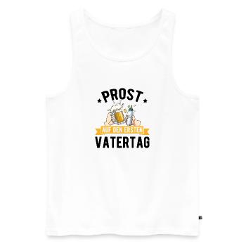 Prost Auf Den Ersten Vatertag mit Bier und - Männer Premium Bio Tank Top - Weiß - Vorne - Michal (187cm)