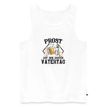 Prost Auf Den Ersten Vatertag mit Bier und - Männer Premium Bio Tank Top - Weiß - Vorne - Michal (187cm)