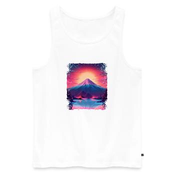 Mount Fuji Sight Ästhetischer japanischer Dampfwellenvulkan - Männer Premium Bio Tank Top - Weiß - Vorne - Michal (187cm)