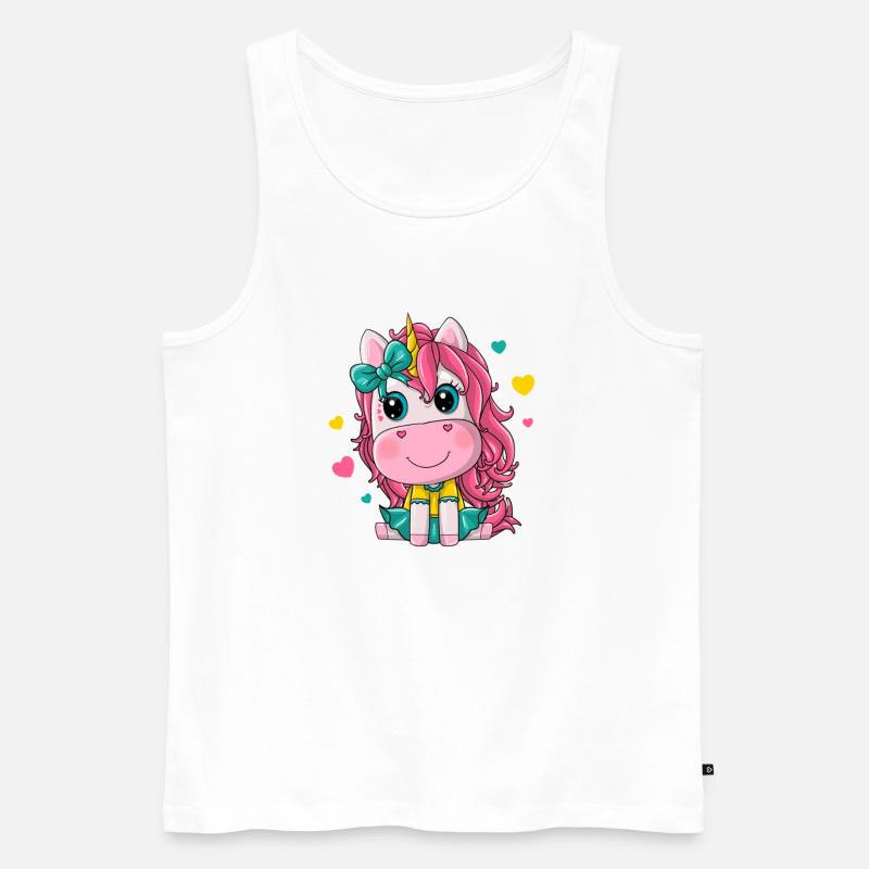 Einhorn-Mädchen - Männer Premium Bio Tank Top - Weiß