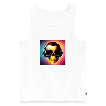 Crâne avec lunettes de soleil & écouteurs - cool-rockig - Débardeur bio Premium Homme - blanc - Devant - Michal (187cm)