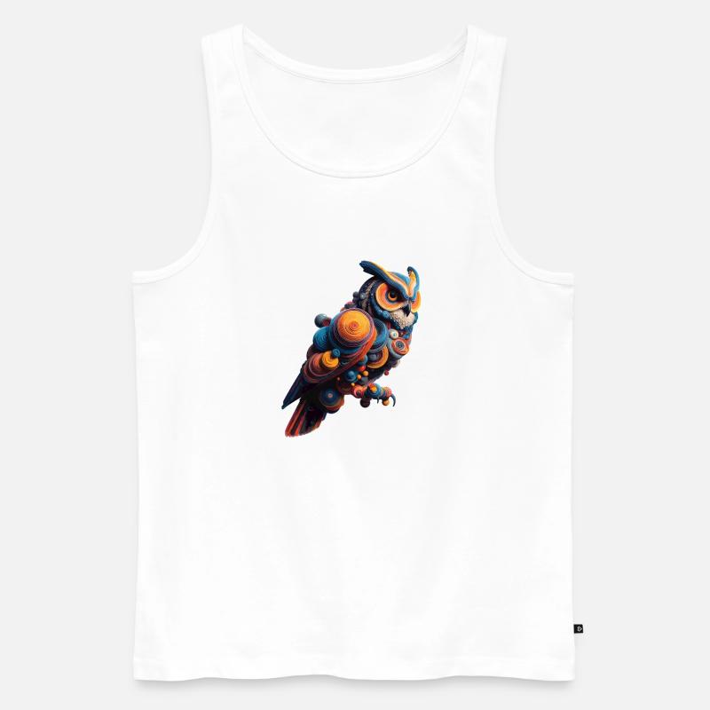 Bunte abstrakte Eule - Männer Premium Bio Tank Top - Weiß