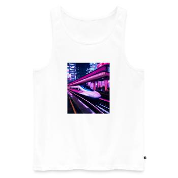 Zug Tokio Japan Nacht - Männer Premium Bio Tank Top - Weiß - Vorne - Michal (187cm)