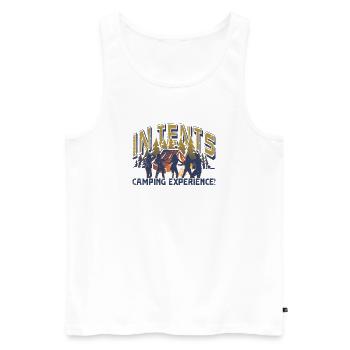 In tents camping experience! - Men's Premium Organic Tank Top - white - Front - AI Model Male 178 light (178cm)