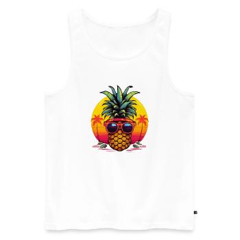 Synthwave Pineapple - Men's Premium Organic Tank Top - white - Front - AI Model Male 178 light (178cm)