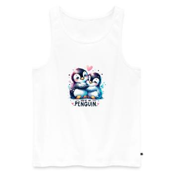 You are my Pinguin Zwei Süße kuschelnde Pinguine - Männer Premium Bio Tank Top - Weiß - Vorne - AI Model Male 178 light (178cm)