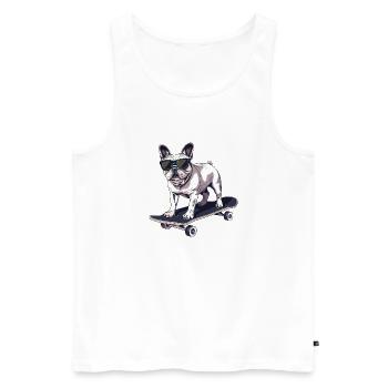 Skateboard bouledogue français - Débardeur bio Premium Homme - blanc - Devant - Michal (187cm)