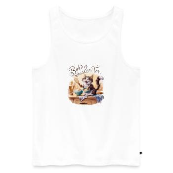 Liebenswerte Katze beim Backen - Männer Premium Bio Tank Top - Weiß - Vorne - Michal (187cm)